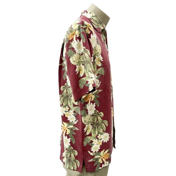 Tommy Bahama Pineapple Floral Tropical Red Short Sleeve Button-Up Shirt Mens M - Picture 3 of 12